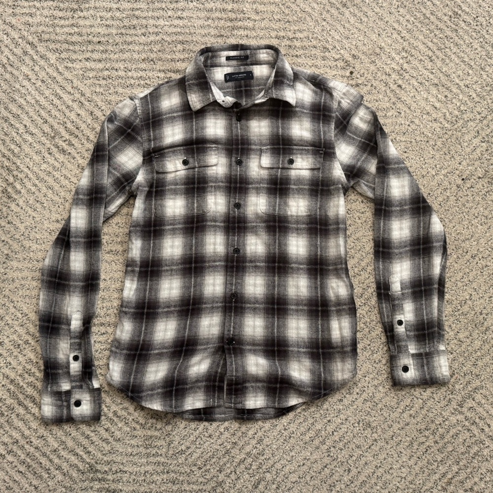 Lucky Brand Flannel Shirt – Black, White & Grey Plaid